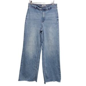 OAT New York Women Wide Leg Cropped Jeans Frayed Hem Blue Size 6‎ 28